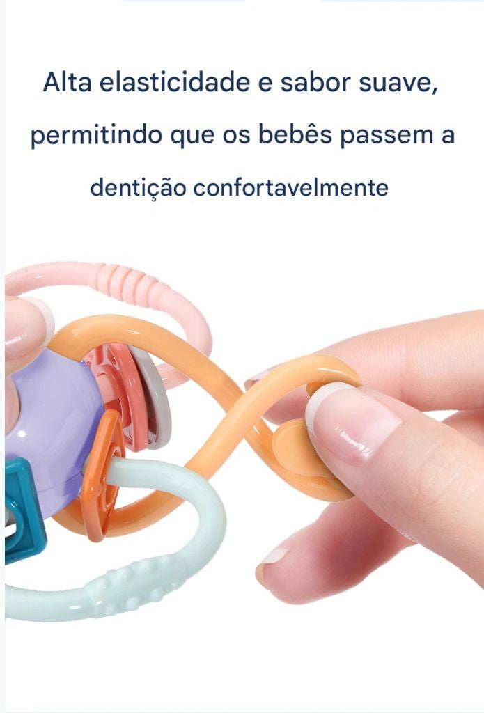 Brinquedo sensorial e educativo para bebês – 0 a 12 meses | Chocalho, mordedor, dentição e desenvolvimento motor.