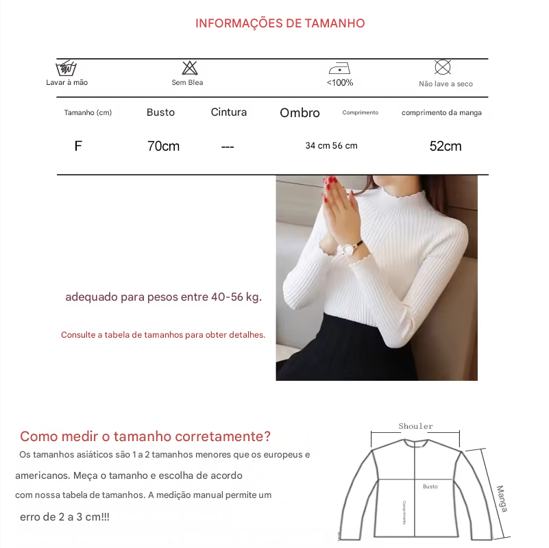 Aproveite a temporada de outono com estilo! A blusa feminina Eveisi apresenta um sofisticado mock neck e delicados babados, perfeita para compor looks casuais e elegantes.
