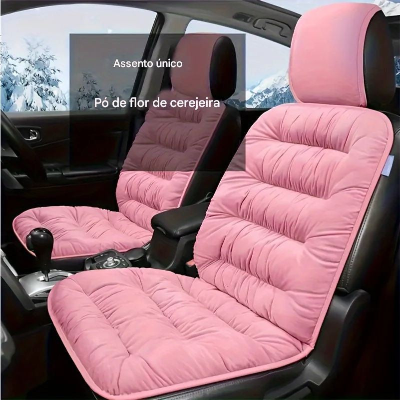 Almofada de Assento de Carro de Pelúcia Luxo – Capa de Banco Frontal Universal, Confortável e Elegante, Para Inverno, Ajuste Fácil e Cuidados Práticos