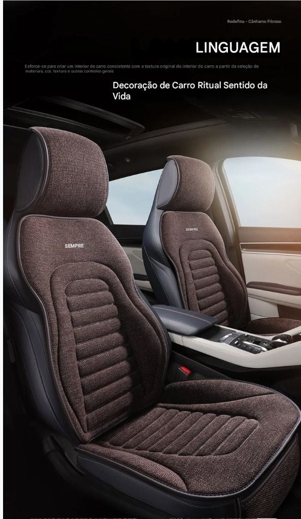 Capa Universal para Assento de Carro em Linho | 4 Estações | Respirável e Antiderrapante | Proteção Elegante para Bancos Automotivos