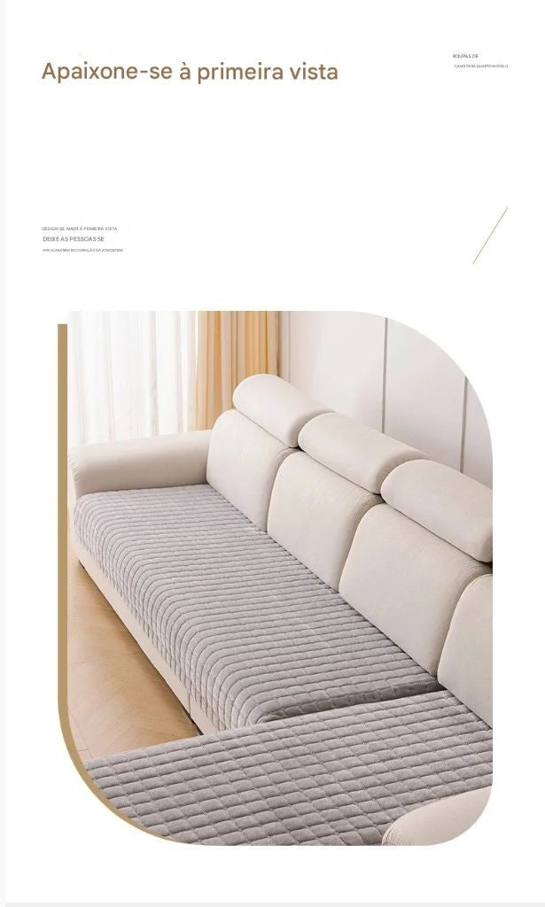 Capa de Sofá em Veludo Cristal – Modelo em L (Formato de Canto)