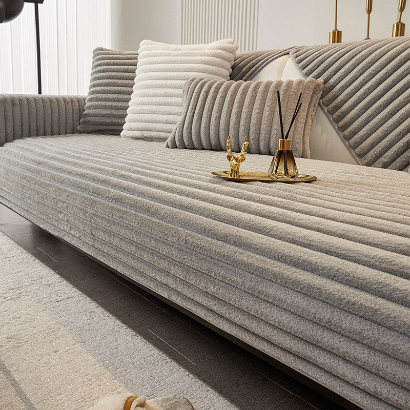 Almofada de sofá com pelo sintético de coelho, extra macia e quente para o inverno – capa de assento aconchegante e elegante!