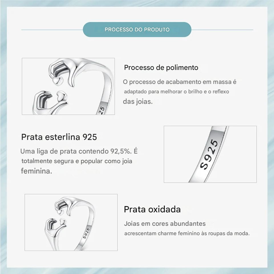 Anel WOSTU em Prata Esterlina 925 – Símbolo de Amor e União!
