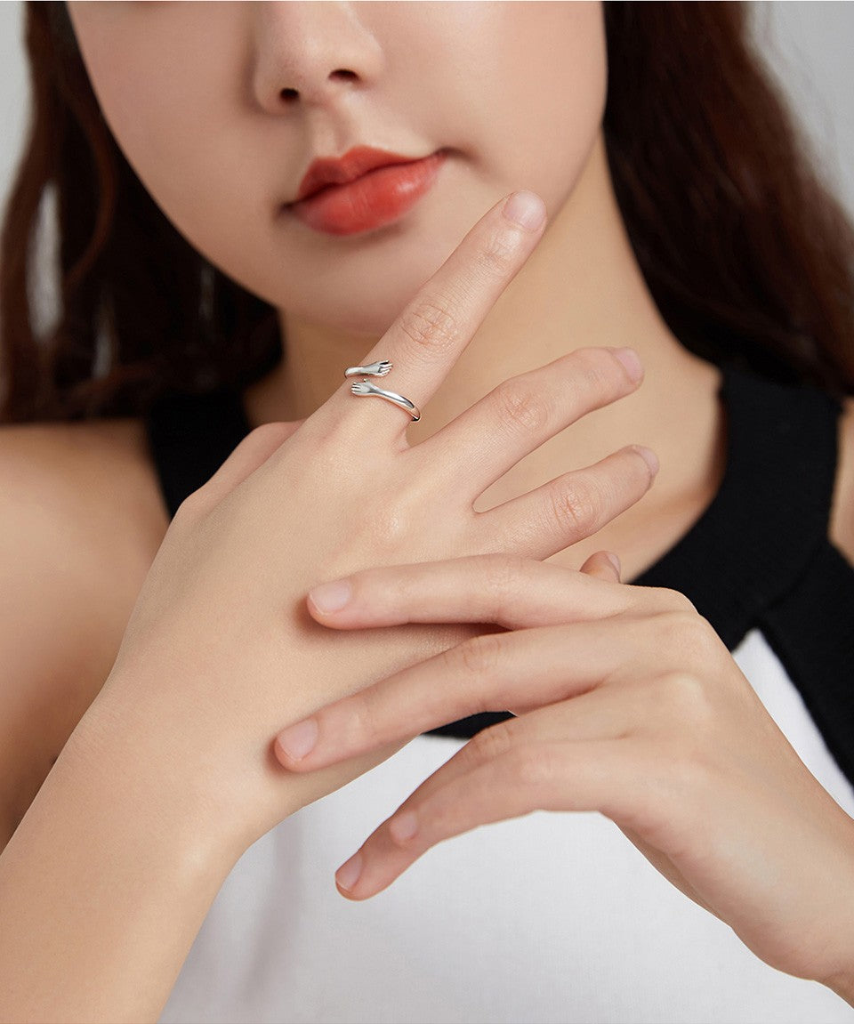 Anel Ajustável Bamoer 925 em Prata Esterlina – Perfeito para Transmitir Amor e Calor, Disponível em 3 Cores.