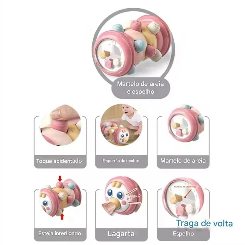Rolo sensorial para bebê – estimula o engatinhar, tempo de barriga e desenvolvimento motor (0–12 meses).