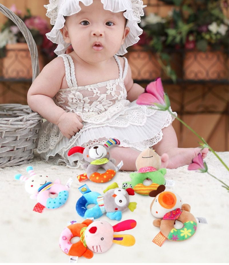 Bebê chocalho de pelúcia animal, móbile educativo e divertido para berço — ideal para recém-nascidos de 0 a 12 meses!