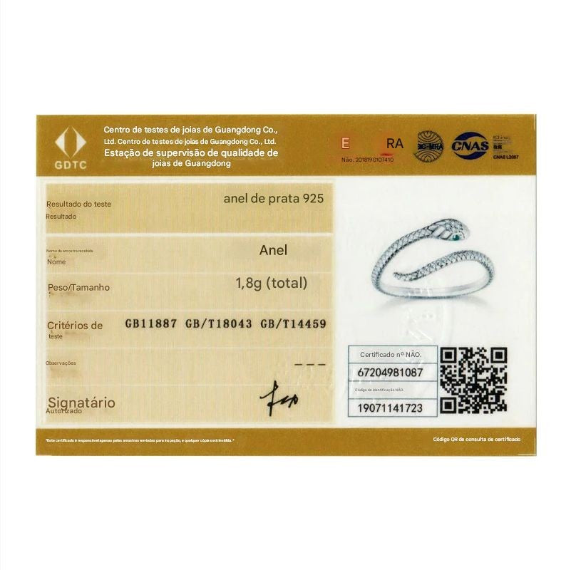 Bamoer | Anel Ajustável em Prata Esterlina 925, Banhado a Platina, com Zircão Verde e Textura Retrô de Cobra – Disponível em 4 Cores.