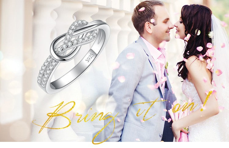 Anel de declaração em Prata Esterlina 925 com nó do infinito ?? e pedra preciosa ? — símbolo de amor eterno!