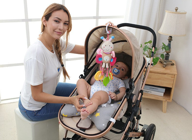 Brinquedo de pelúcia pendurado para carrinho , chocalho educativo com animais fofos, ideal para bebês de 0 a 12 meses