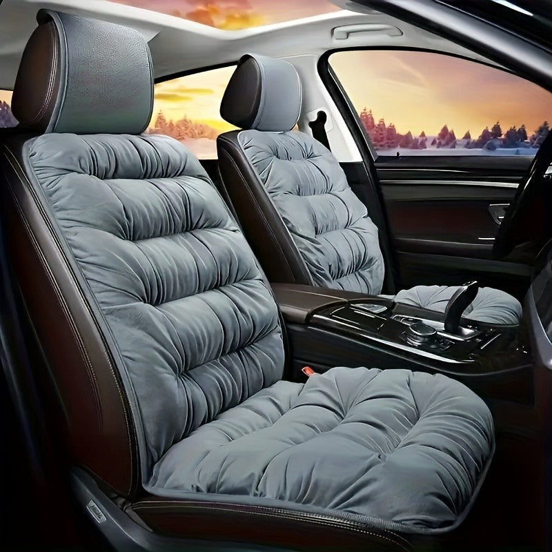 Almofada de Assento de Carro de Pelúcia Luxo – Capa de Banco Frontal Universal, Confortável e Elegante, Para Inverno, Ajuste Fácil e Cuidados Práticos