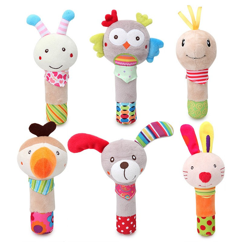 Bebê chocalho de pelúcia animal, móbile educativo e divertido para berço — ideal para recém-nascidos de 0 a 12 meses!