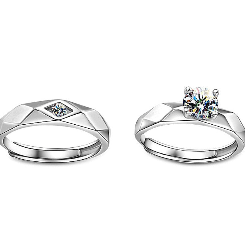Novo anel ajustável de casal, cor prata, sol e lua — anel aberto para mulheres e homens, ideal para casamento, moda, joias e presentes.