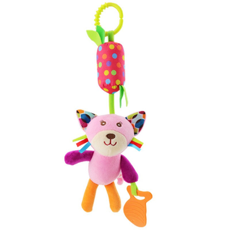 Brinquedo de pelúcia pendurado para carrinho , chocalho educativo com animais fofos, ideal para bebês de 0 a 12 meses