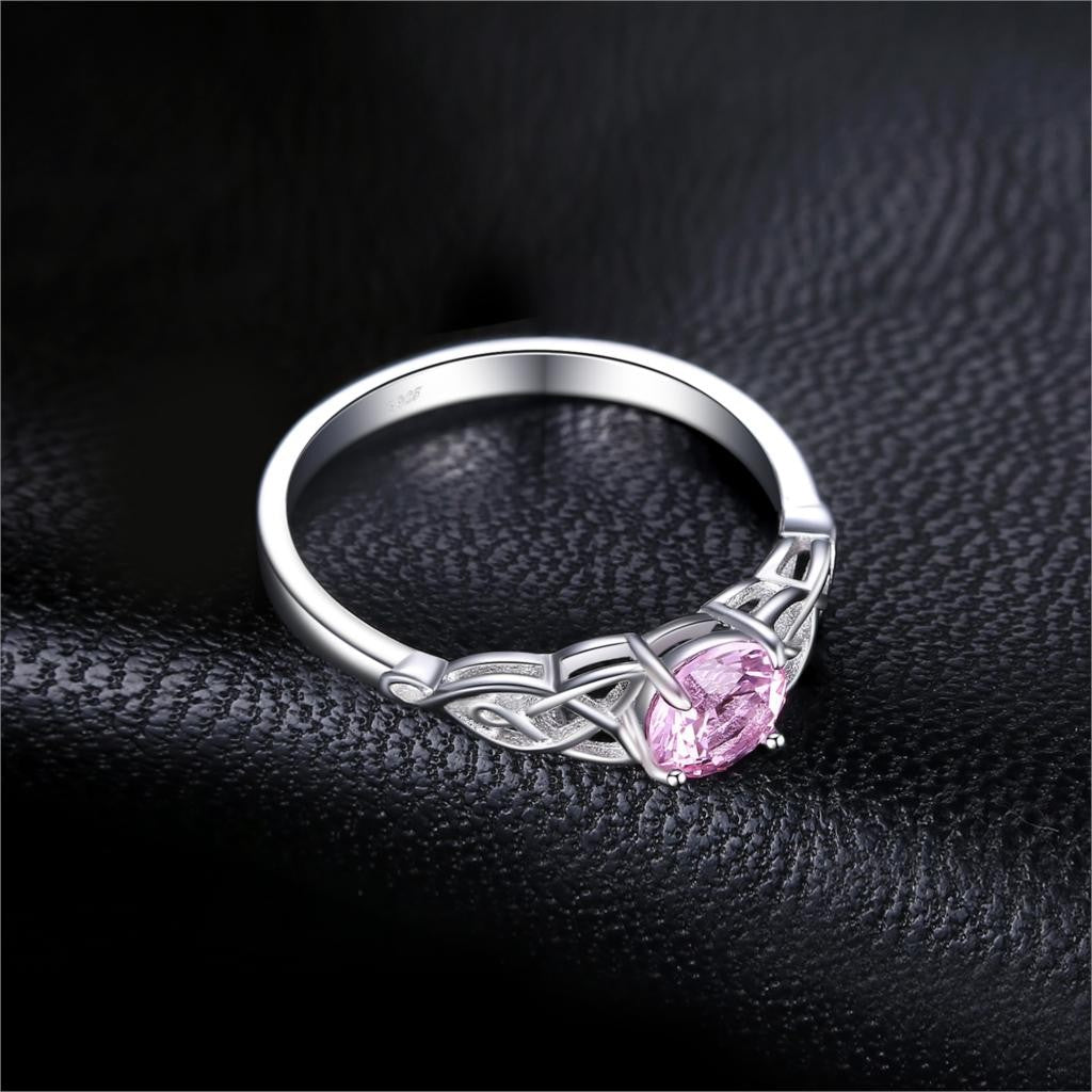JewelryPalace | Anel Nó Celta com Safira Rosa Criada, em Prata Esterlina 925 — Anel de Promessa, Noivado, Jóias Finas e Presente para Mulheres.