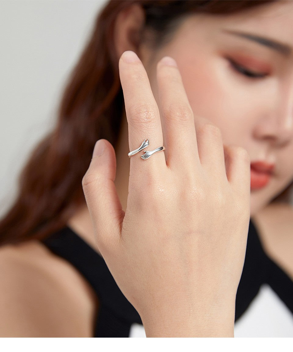 Anel Ajustável Bamoer 925 em Prata Esterlina – Perfeito para Transmitir Amor e Calor, Disponível em 3 Cores.