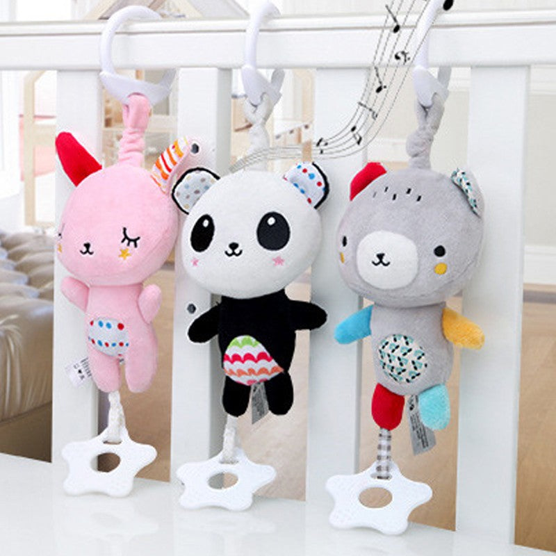 Brinquedo de pelúcia pendurado para carrinho , chocalho educativo com animais fofos, ideal para bebês de 0 a 12 meses