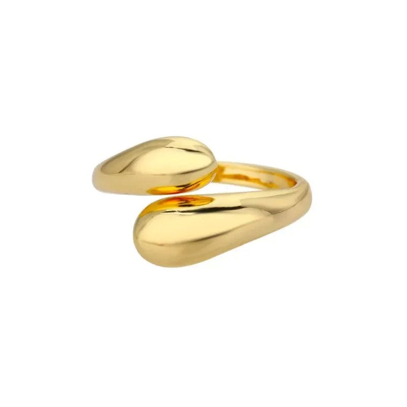 Anel aberto 925 prata esterlina gota d’água suave para mulher, banhado a 18k ouro, casal, joias estéticas, presente e anel de casamento.
