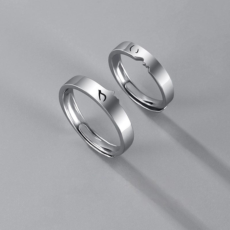 Novo anel ajustável de casal, cor prata, sol e lua — anel aberto para mulheres e homens, ideal para casamento, moda, joias e presentes.