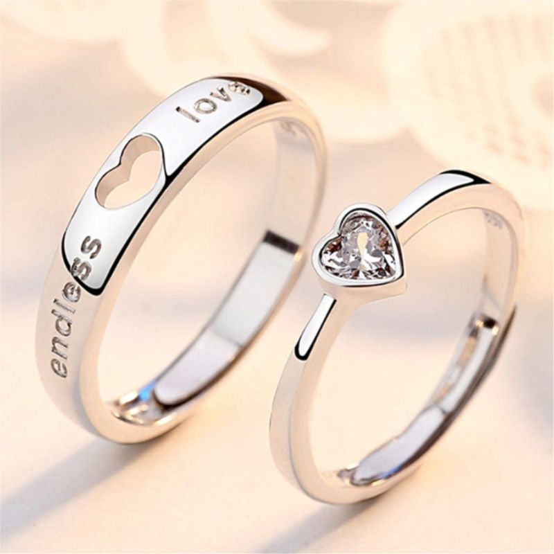 Novo anel ajustável de casal, cor prata, sol e lua — anel aberto para mulheres e homens, ideal para casamento, moda, joias e presentes.