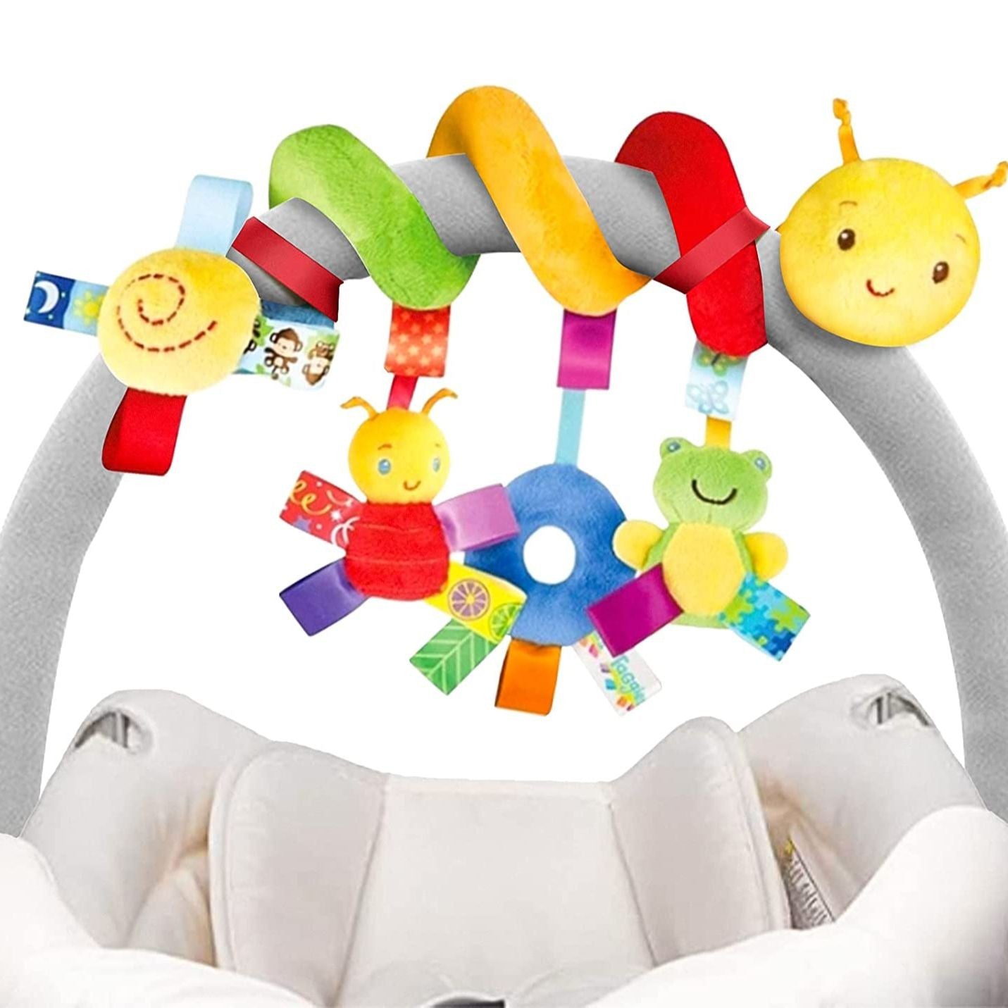 Brinquedo de pelúcia pendurado para bebê – para carrinho e assento de carro, com chocalho e squeaker, ideal para recém-nascidos e viagens.