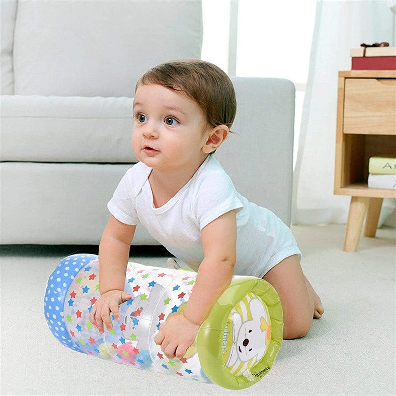 Rolo Inflável para Engatinhar — Brinquedo para Bebês de 6 a 12 Meses | Estímulo ao Desenvolvimento, Tempo de Barriga, Jogos de Fitness e Aprendizagem Precoce com Bola de PVC