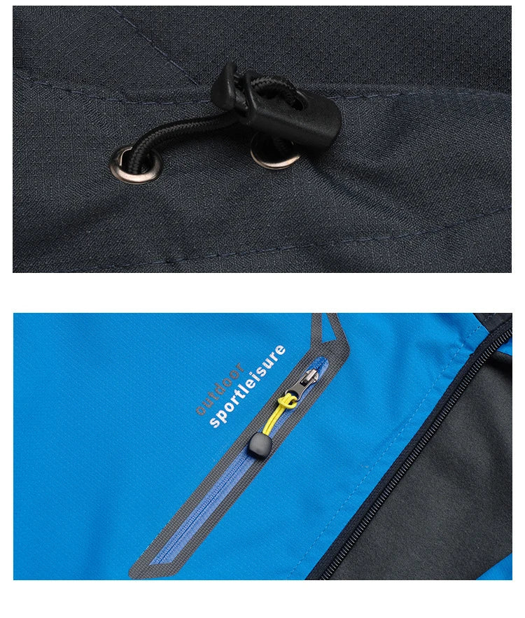 Jaqueta Trvlwego para Acampamento e Caminhadas Masculinas - Outono, Esportes ao Ar Livre, Escalada, Trekking. Blusão de Viagem à Prova d'Água - Preto