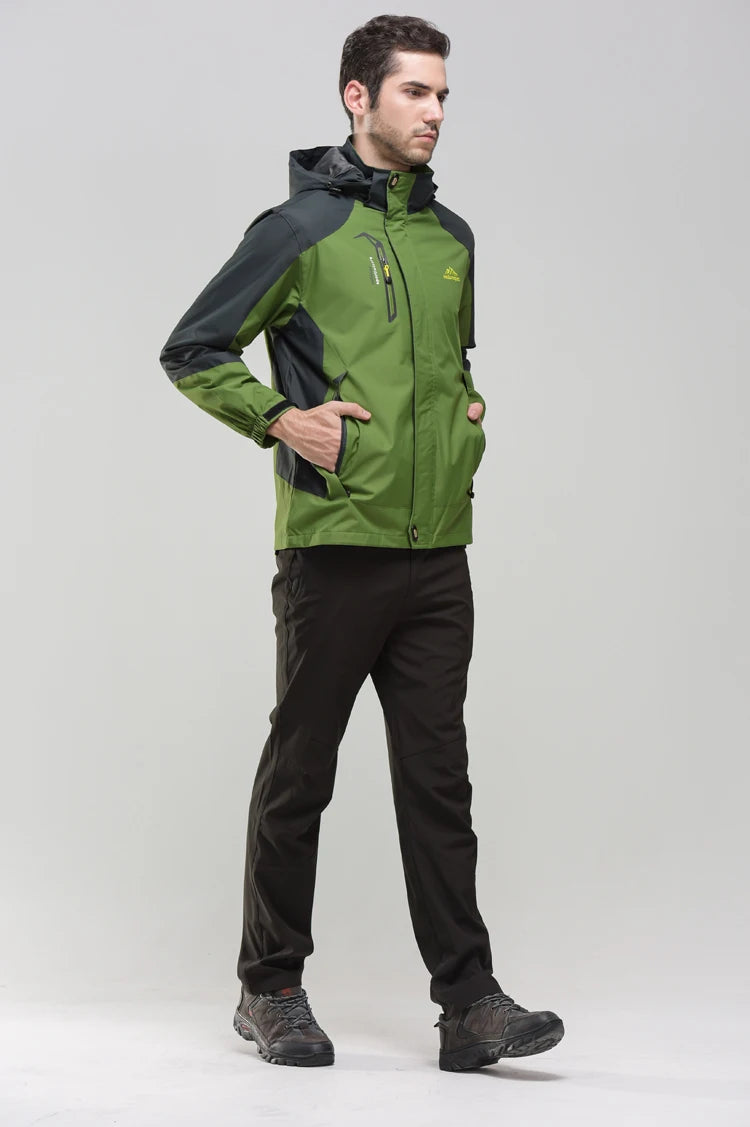 Jaqueta Trvlwego para Acampamento e Caminhadas Masculinas - Outono, Esportes ao Ar Livre, Escalada, Trekking. Blusão de Viagem à Prova d'Água - Preto