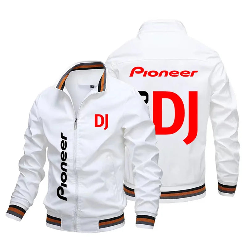 Jaquetas de beisebol masculinas e femininas com logotipos, roupas de piloto e ofertas especiais do DJ pioneiro do festival de música sazonal.