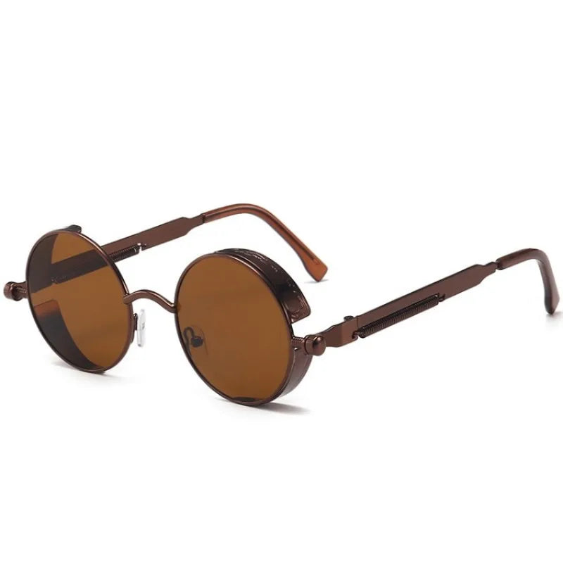 Óculos de sol Steampunk clássicos unissex. Óculos de sol retrô redondos com armação de metal.