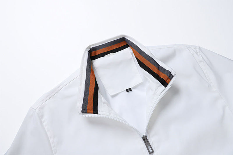Jaqueta Masculina Casual com Gola para Outono e Inverno - Casaco com Zíper, Ideal para Esportes ao Ar Livre, Blusão à Prova d'Água, Estilo Bombardeiro.