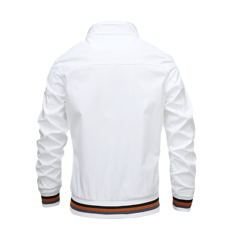 Jaqueta Masculina Casual com Gola para Outono e Inverno - Casaco com Zíper, Ideal para Esportes ao Ar Livre, Blusão à Prova d'Água, Estilo Bombardeiro.