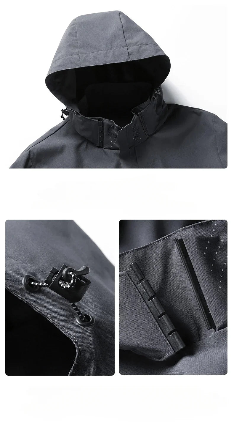 Jaqueta de chuva impermeável masculina leve exterior com capuz capa de chuva ao