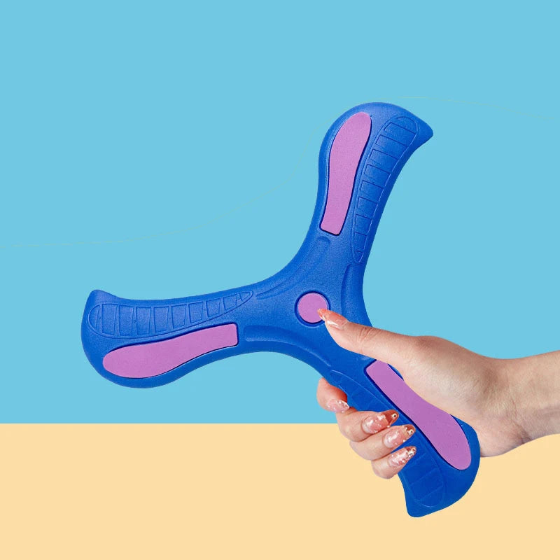 Brinquedo boomerang de três folhas, macio e interativo, para crianças e adultos