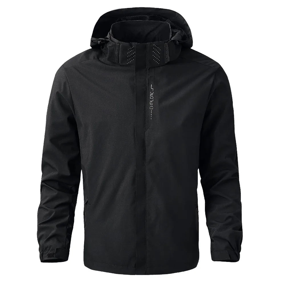 Jaqueta de chuva impermeável masculina leve exterior com capuz capa de chuva ao