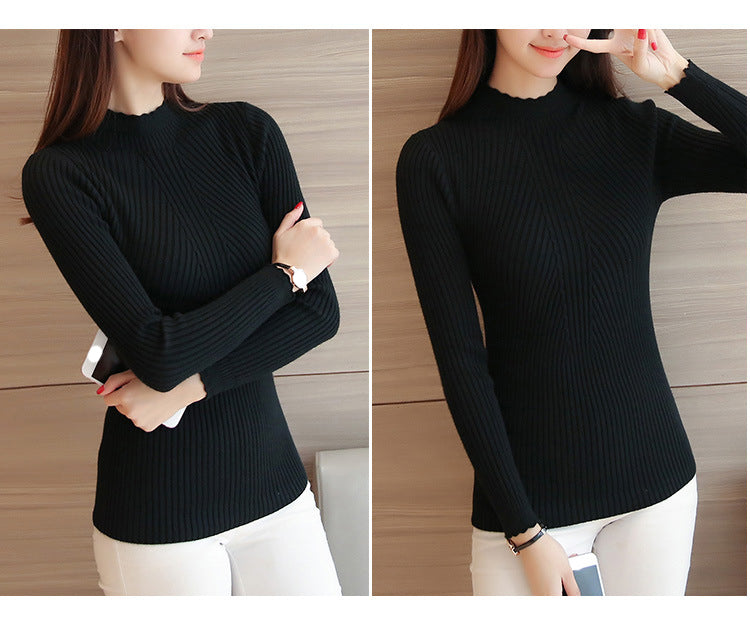 Aproveite a temporada de outono com estilo! A blusa feminina Eveisi apresenta um sofisticado mock neck e delicados babados, perfeita para compor looks casuais e elegantes.