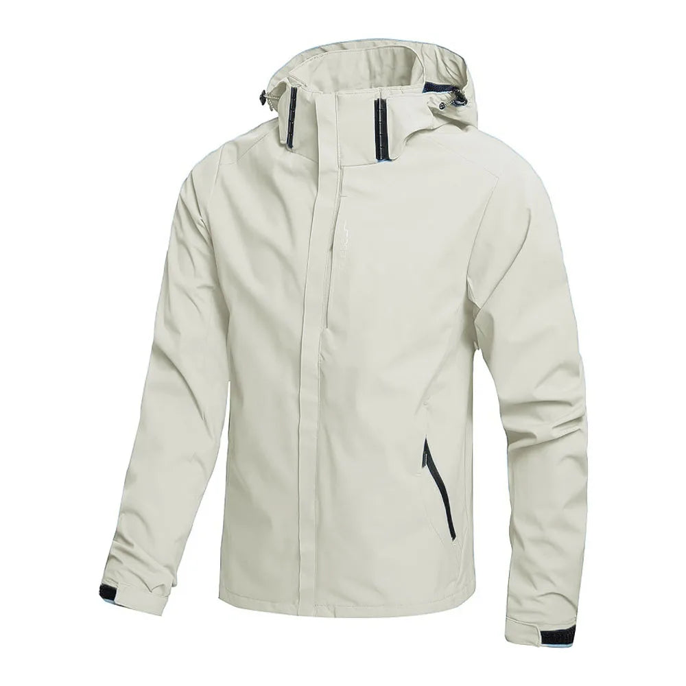 Jaqueta de chuva impermeável masculina leve exterior com capuz capa de chuva ao