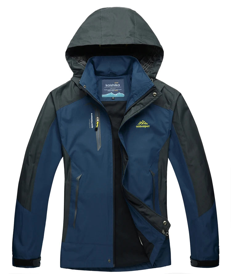 Jaqueta Trvlwego para Acampamento e Caminhadas Masculinas - Outono, Esportes ao Ar Livre, Escalada, Trekking. Blusão de Viagem à Prova d'Água - Preto