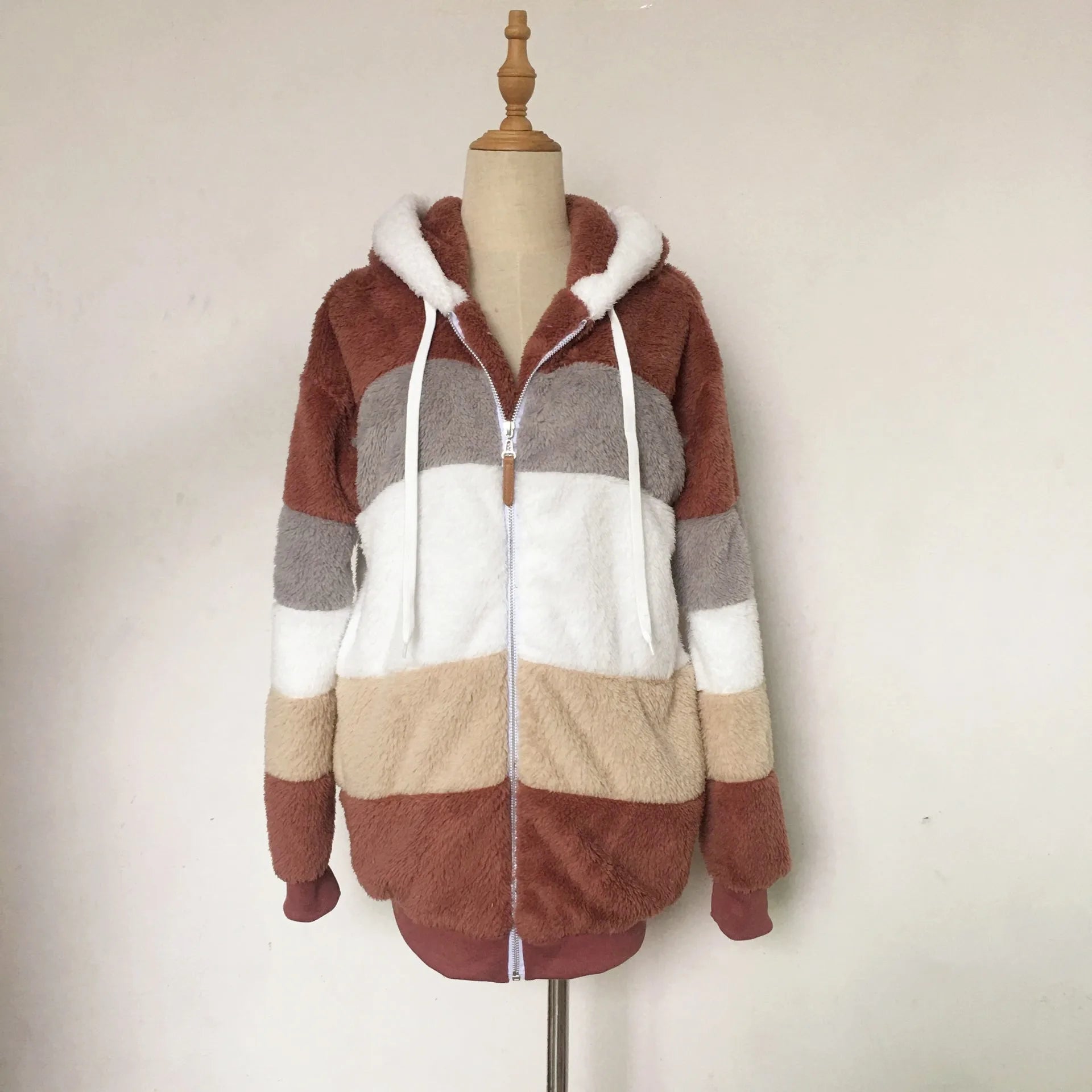 Jaqueta Oversized Feminina - Nova para Outono e Inverno de 2023, Quente, com Bolso de Pelúcia e Capuz, Estilo Streetwear, Solta, Roupas Externas para Mulheres.