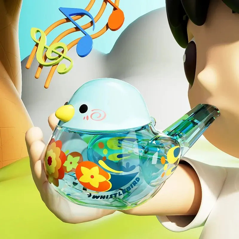 Apito de pássaro aquático para bebês e crianças – brinquedo educativo musical com adição de água, ideal para estímulo sensorial e treinamento auditivo.