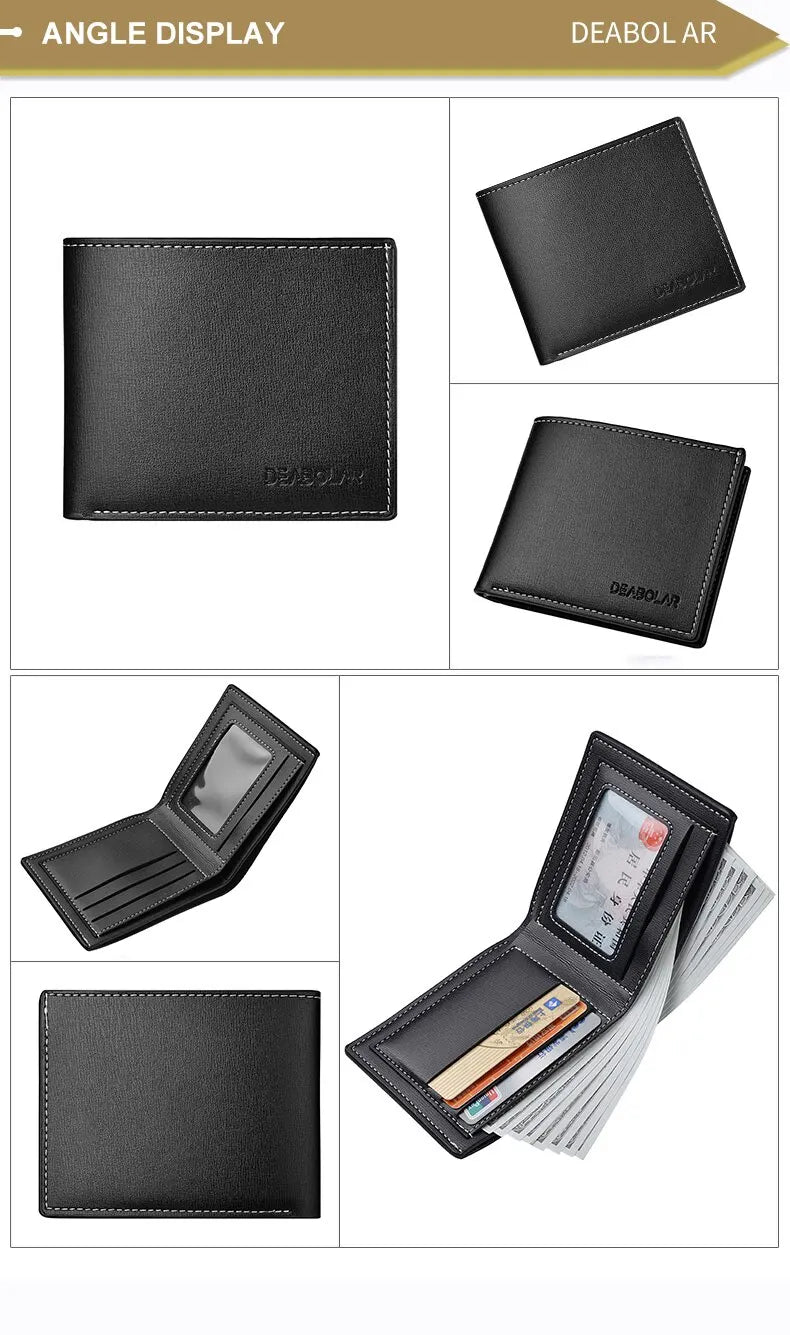 Carteira Curta em Couro PU para Homens Estilo Fino e Dobrável Perfeita para Jovens! Titular de Cartão de Crédito Inclusa!