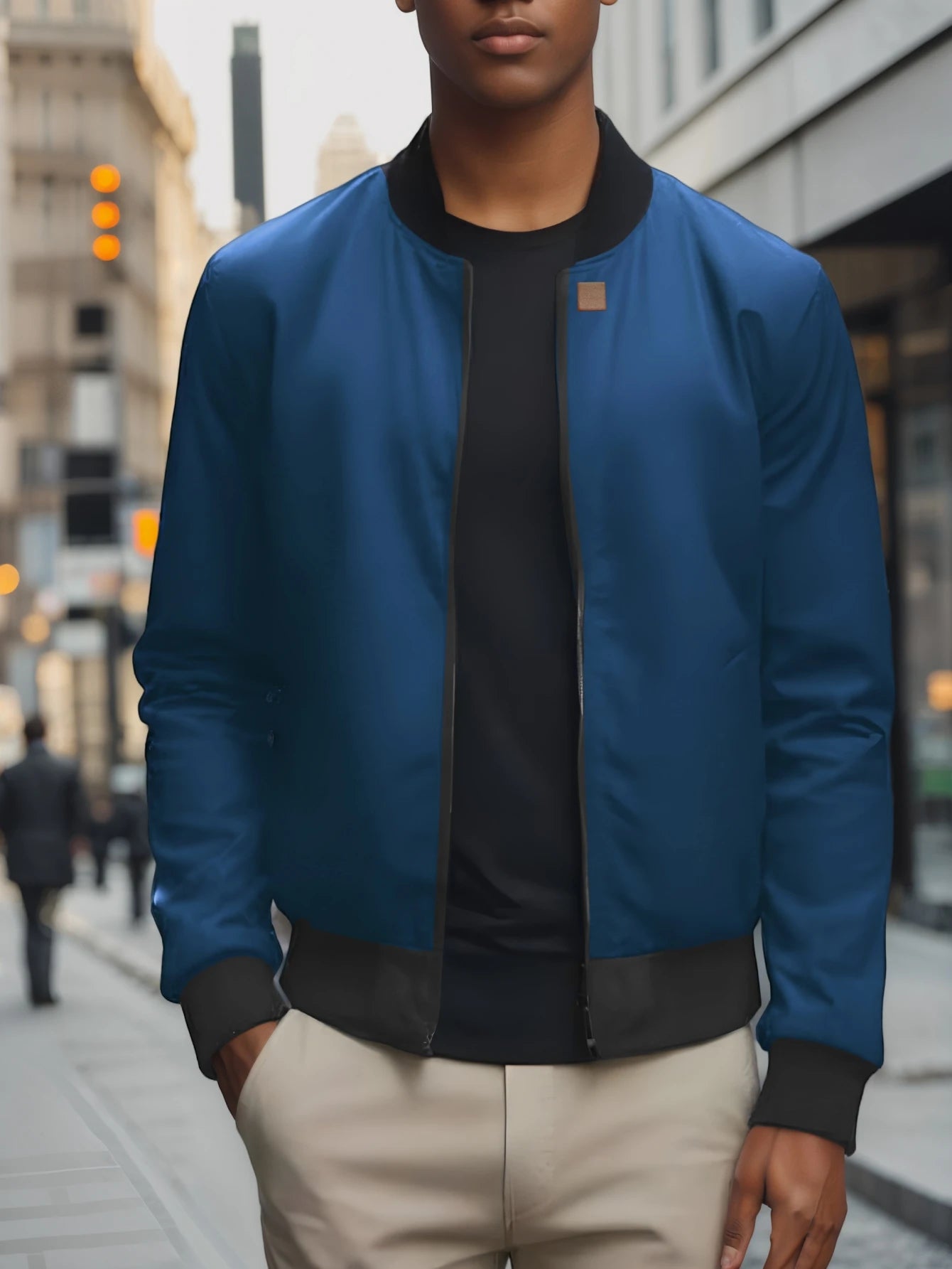 Jaqueta Masculina de Gola de Beisebol - Nova para Primavera e Outono de 2024, Curta, Solta, em Cor Sólida, Estilo Casual e de Negócios, Casaco Fino em Tendência.