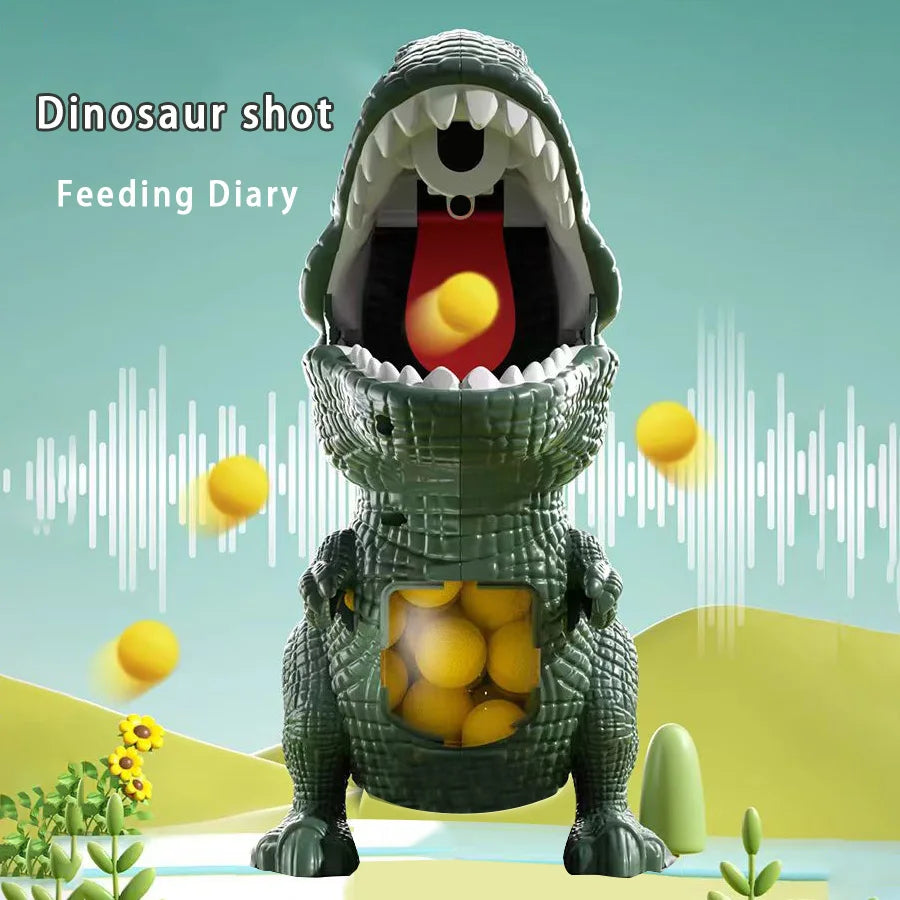 Brinquedo Interativo de Dinossauro T-Rex – Arma Lança Bolas Macias | Diversão Pai e Filho | Quebra-Cabeça Educativo para Crianças
