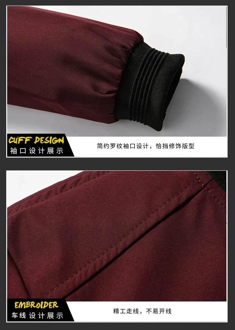 Jaqueta Masculina de Outono - Manga Longa, Uniforme de Beisebol, À Prova de Vento, Ideal para Ciclismo, Jaqueta Fina Sólida com Zíper, Casual e Esportiva para Atividades ao Ar Livre.