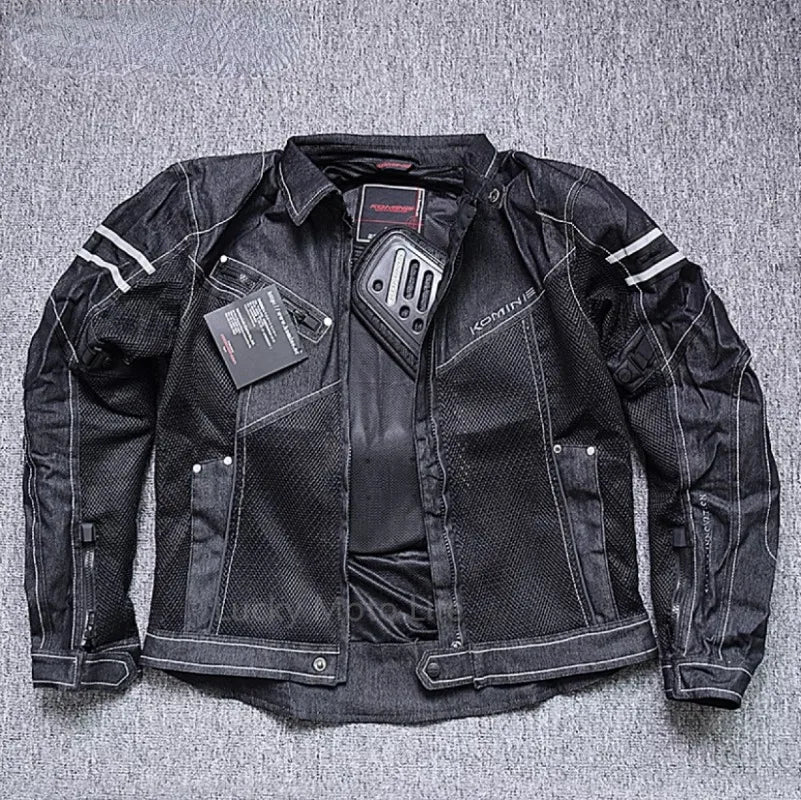Jaqueta Komine JK006 - Primavera, Respirável, em Denim, Ideal para Corridas e Passeios de Alto Desempenho, com Resistência à Queda. Jaqueta para Motocicleta.