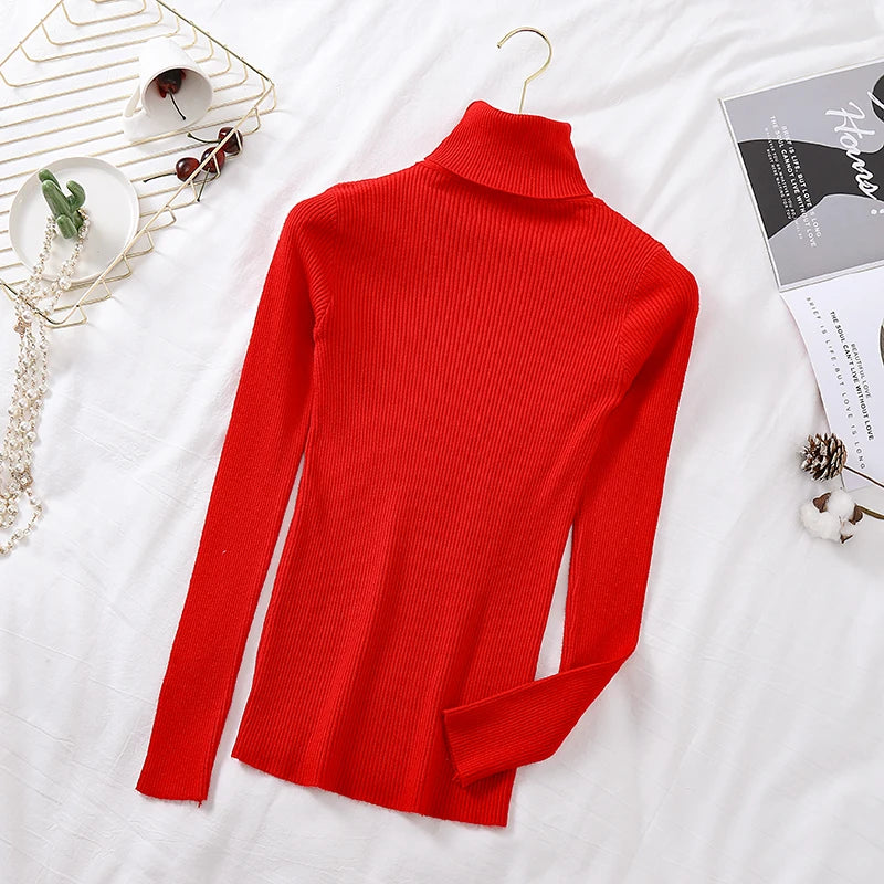 Blusa Feminina de Malha – Outono/Inverno 2025! Prepare-se para os dias mais frios com estilo! Nossa blusa de manga longa apresenta uma gola alta dobrável com delicadas nervuras, oferecendo um toque de elegância.