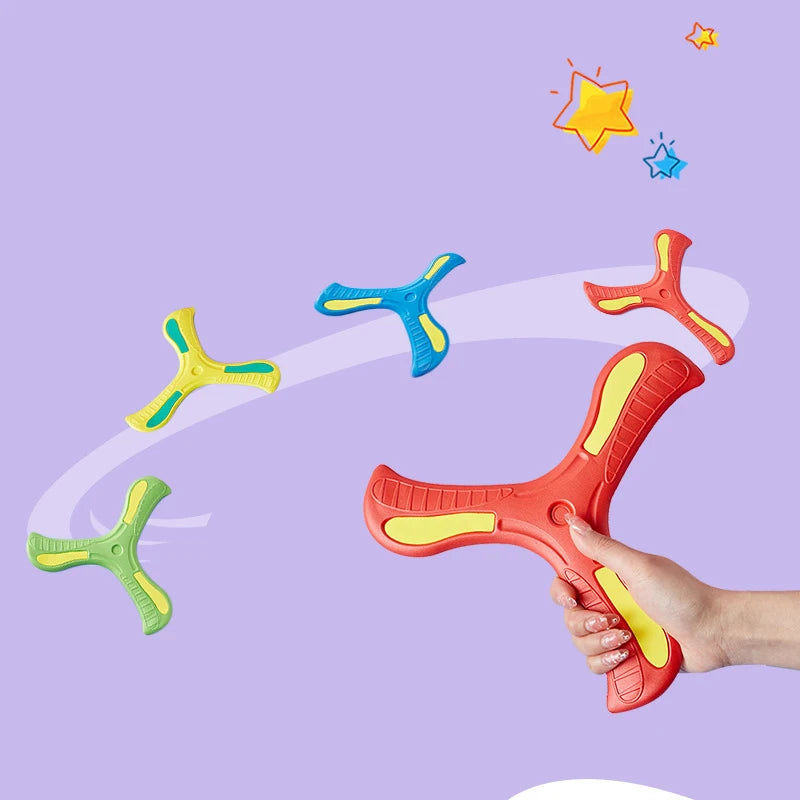 Brinquedo boomerang de três folhas, macio e interativo, para crianças e adultos
