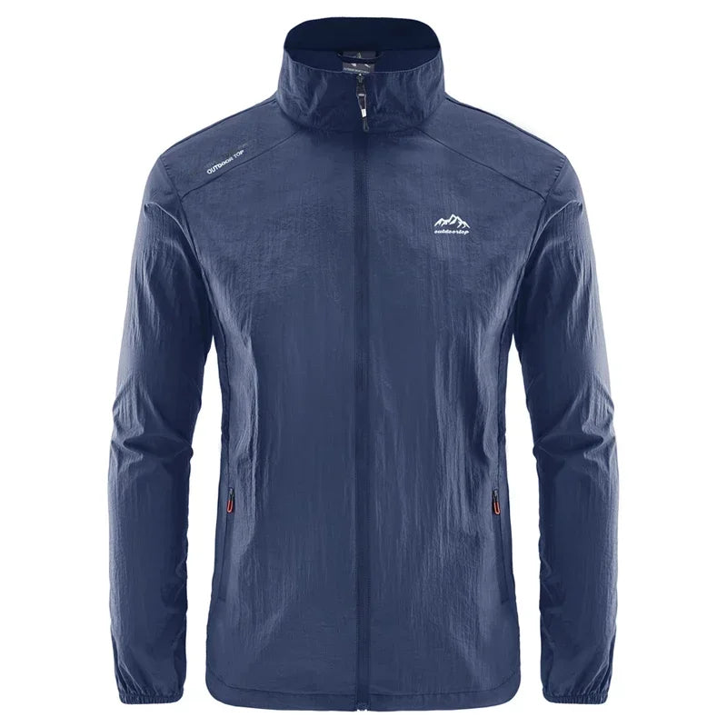 Jaqueta masculina de verão, com secagem rápida, ideal para caminhadas. À prova d'água e com proteção solar UV, é perfeita para esportes ao ar livre, como pesca, acampamento e corrida.
