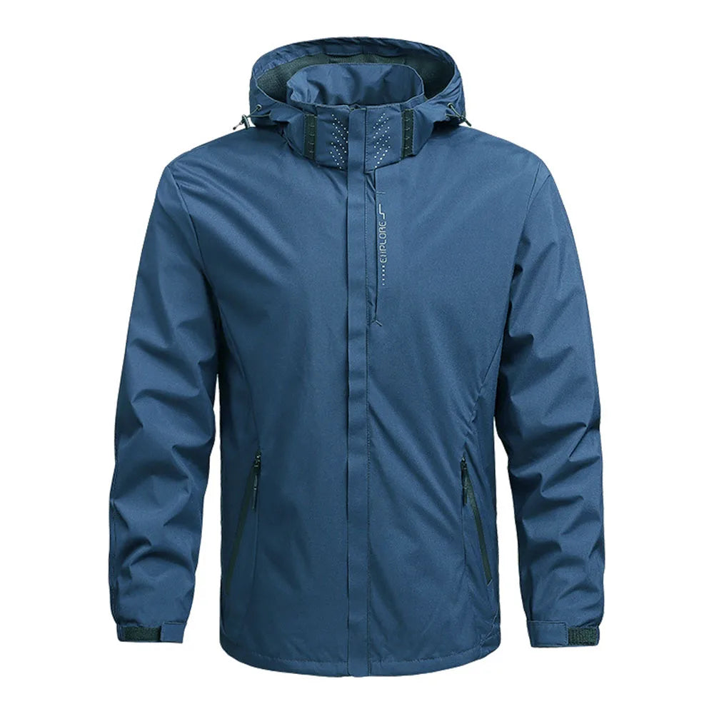 Jaqueta de chuva impermeável masculina leve exterior com capuz capa de chuva ao
