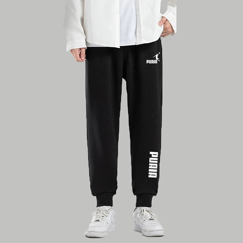PUAIA - Calças Esportivas Masculinas de Jogging, Roupas Fitness Soltas, Monocromáticas, Estilo Streetwear, Ideais para Outono e Inverno.