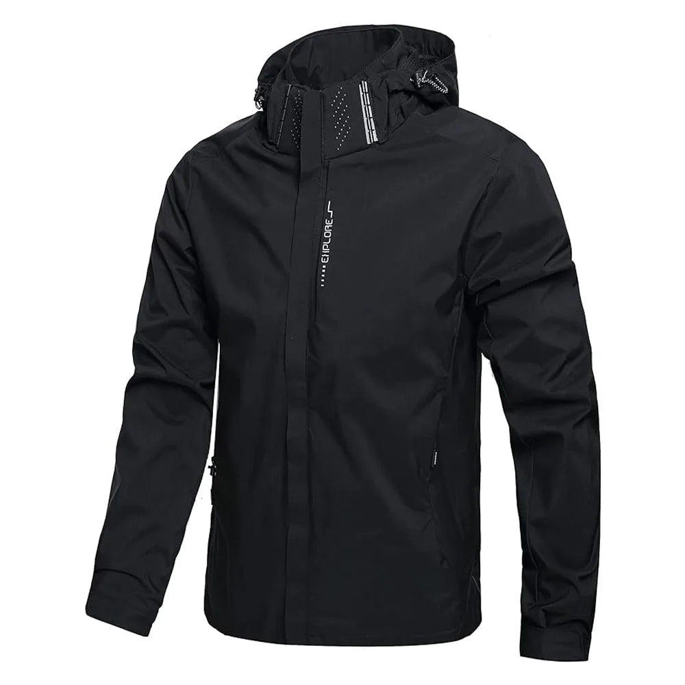 Jaqueta de chuva impermeável masculina leve exterior com capuz capa de chuva ao